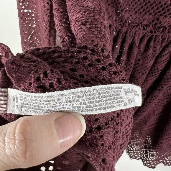Free People Beach About Time Top burgundy lace size Small Boho Peasant - Picture 6 of 7